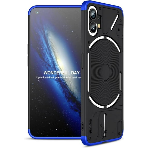 Compatible with Nothing Phone 1 Case Shockproof Hard Matte Nothing Phone 1 Phone Case 3 in 1 Ultra Thin Protective Case (Nothing Phone 1, Black/Blue)