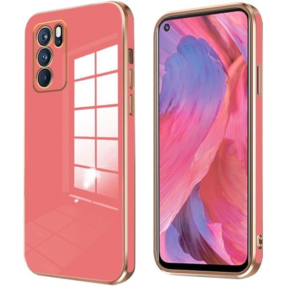Compatible with Oppo A16 Case Silicone Shockproof Oppo A16 Phone Case Anti-Scratch Ultra Thin Plating TPU Cases (Oppo A16, Camellia Red)