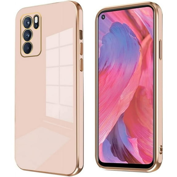 Compatible with Oppo A16 Case Silicone Shockproof Oppo A16 Phone Case Anti-Scratch Ultra Thin Plating TPU Cases (Oppo A16, Pink)