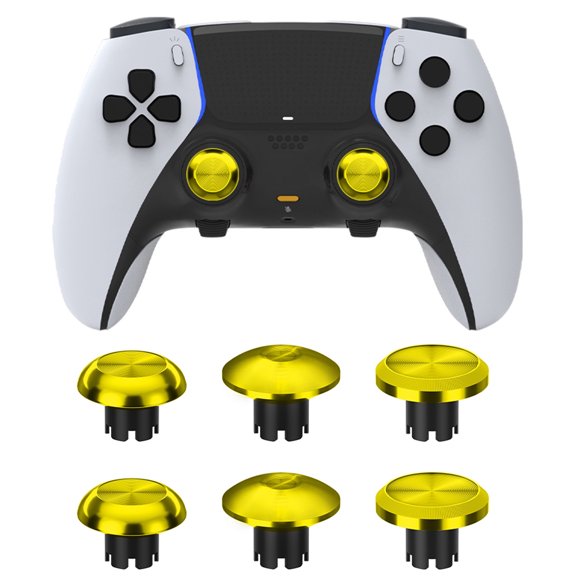Metal Thumb Stick Caps Compatible with PS5 Edge Controller, Analog Stick Joystick Replacement Parts Accessory Kit-Gold
