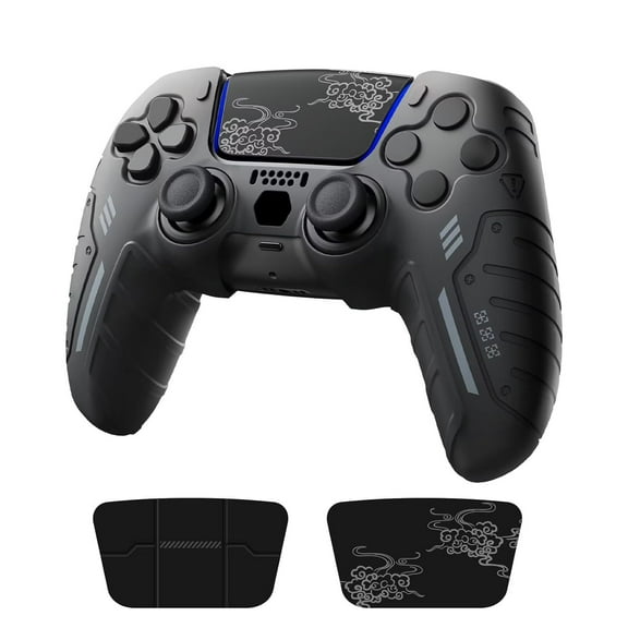Game Controller Case Compatible with PS5, Slip-Resistant Silicone Sleeve with Joystick Cap-Black
