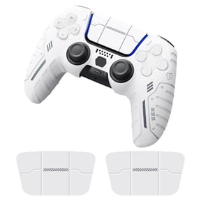 Game Controller Case Compatible with PS5, Slip-Resistant Silicone Sleeve with Joystick Cap-White
