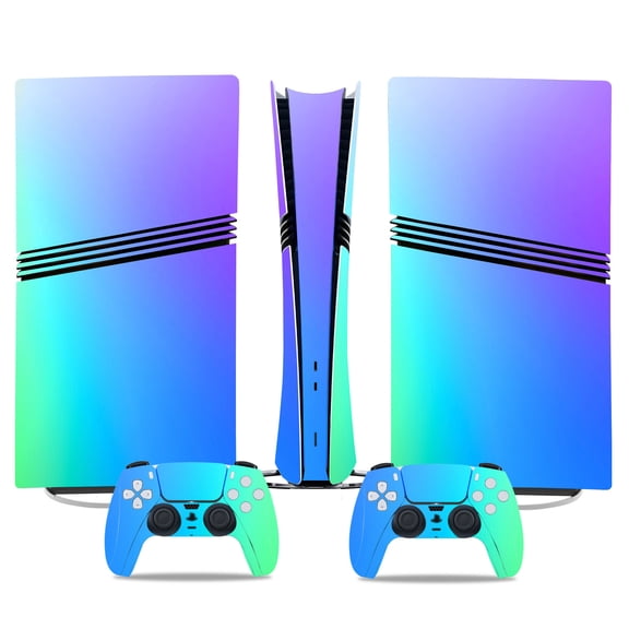 Full Body Vinyl Skin Decal for PS5 Pro Console and Controllers, Anti-Scratch Protective Sticker Cover, Gradient Design Faceplate Wrap Kit Compatible with PlayStation 5 Pro-0069-Disc Edition