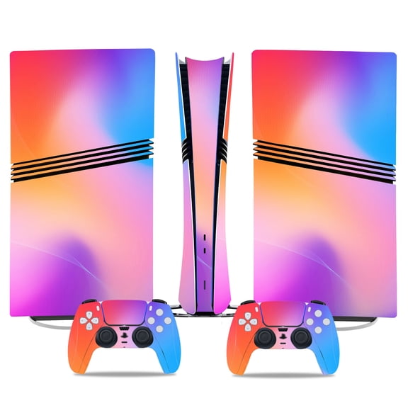 Full Body Vinyl Skin Decal for PS5 Pro Console and Controllers, Anti-Scratch Protective Sticker Cover, Gradient Design Faceplate Wrap Kit Compatible with PlayStation 5 Pro-0071-Disc Edition