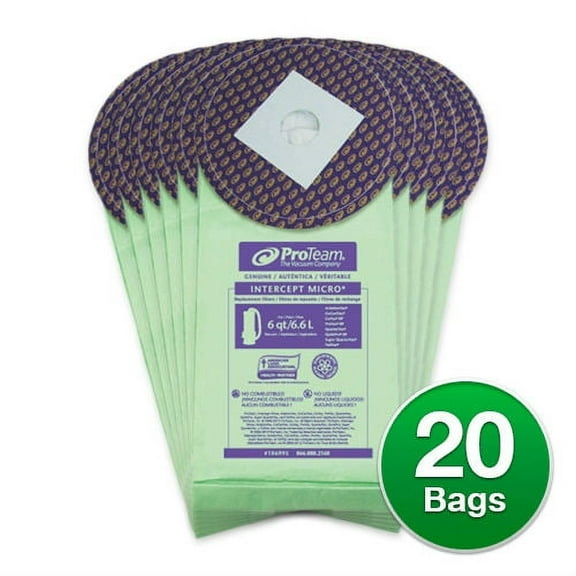 Compatible with ProTeam 106995 / Intercept closed collar Bag Genuine Vacuum Bags - 2 Pack