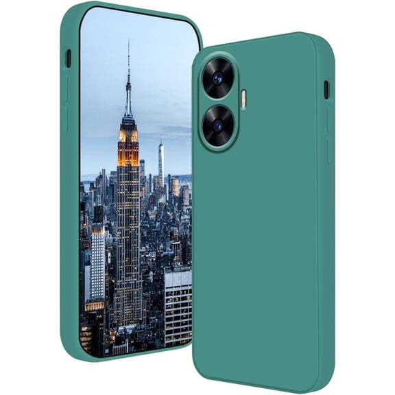 Compatible with Realme C55 Case Silicone Liquid Dark Green, Soft Smooth Touch for Realme C55 Phone Case Silicone Shockproof Thin Cover (Dark Green)