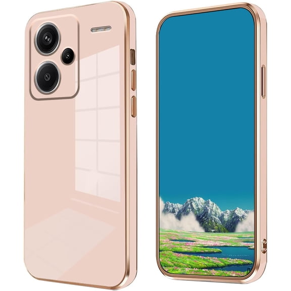 Compatible with Redmi Note 13 Pro Plus Case Silicone Pink, Plating for Xiaomi Redmi Note 13 Pro Plus Phone Case Shockproof Thin and Soft Cover (Pink)