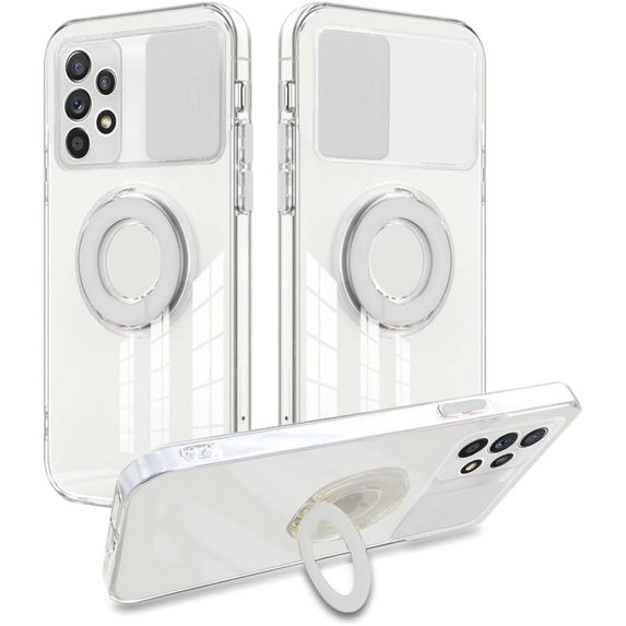Compatible with Samsung A73 5G Case Clear Anti-Scratch Samsung Galaxy A73 5G Cases with Ring Shockproof Phone Case with Lens Cover (White)