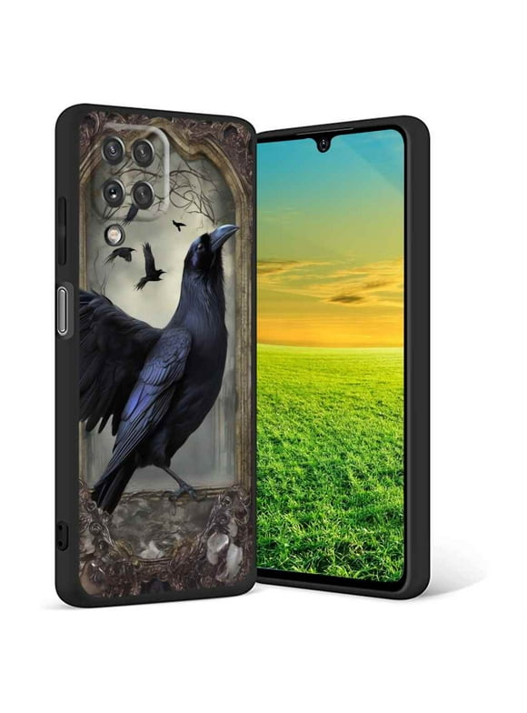 Compatible with Samsung Galaxy A12 Phone Case, Gothic-raven-mysteries-1 Case Silicone Protective for Teen Girl Boy Case for Samsung Galaxy A12
