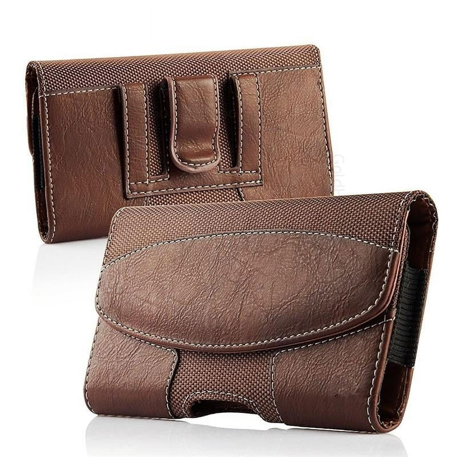 Horizontal Loop Em Compatible with Samsung Galaxy A15. Brown Horizontal Leather case with ...