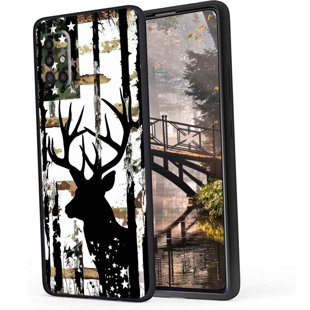 Compatible with Samsung Galaxy A51 4G Phone Case, silhouettedeerwoods