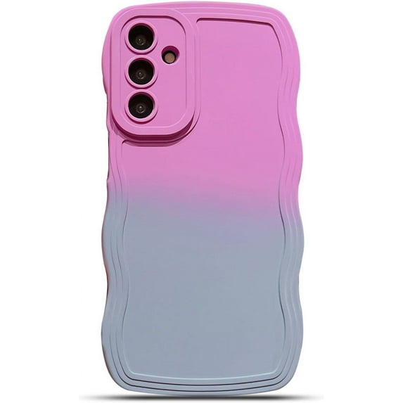 Compatible with Samsung Galaxy A54 5G Case,Cute Gradient Color Curly Wave Frame Shockproof Protective Soft Siliocne Phone Cover (Purple Gray)