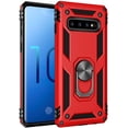 thumbnail image 1 of Compatible with Samsung Galaxy S10 Case, Extreme Protection Military Armor Dual Layer Protective Cover with 360 Degree Swivel Ring Kickstand RED, 1 of 4