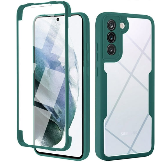 Compatible with Samsung Galaxy S23 Clear Case with Screen Protector Full Body Protection Case-Green