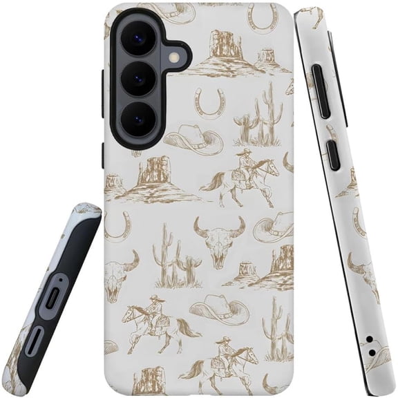 Compatible with Samsung Galaxy S26, 2-in-1 Frosted Phone Cover Shockproof Case - Brown Western West Cowboy