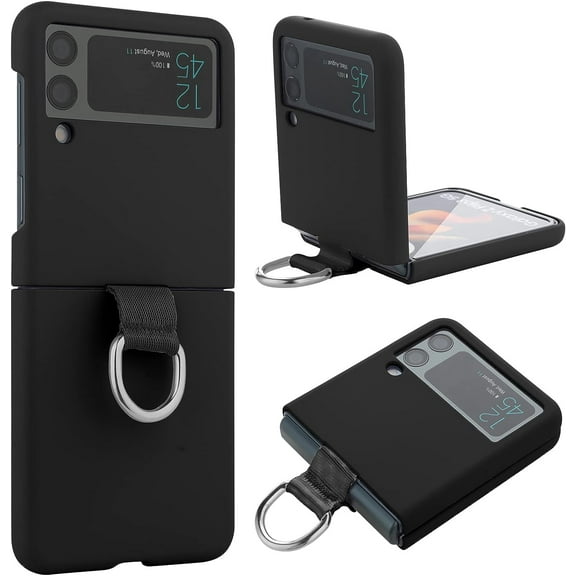 Compatible with Samsung Galaxy Z Flip 4 5G Case Shockproof Silicone Soft Cover for Girls Women -Black