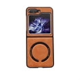 thumbnail image 1 of Compatible with Samsung Galaxy Z Flip 5 Leather Magnetic Magsafe Case Slim Shockproof Business Case-Brown, 1 of 6