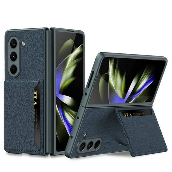 Compatible with Samsung Galaxy Z Fold 5 Wallet Case with Kickstand Leather Shockproof Business Case-Green