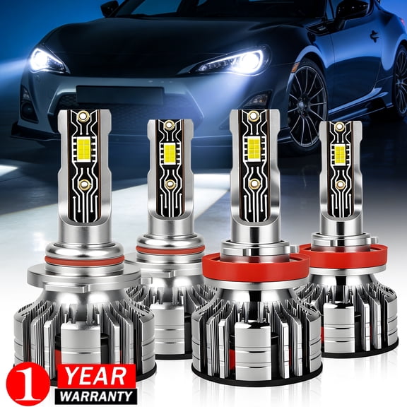 Fits Scion FR-S 2013-2016 LED Headlight Kit 9005+H11 High Low Beam 6000K White 4Pcs