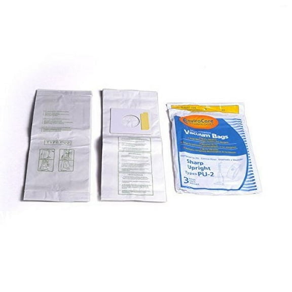Compatible with Sharp Type PU-2 Upright Envirocare Microfiltration Vacuum Cleaner Paper Bags 3PK