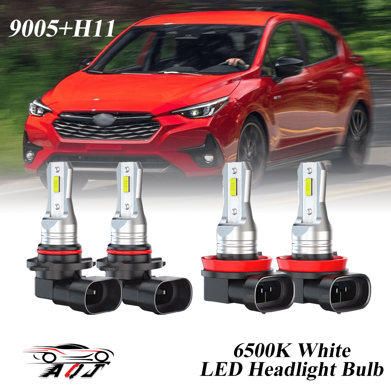 Compatible with Subaru Impreza 2008-2014 LED Headlight Bulbs KIT High Low Beam Combo (Pack of 4) , 6500K White 10,000LM Super Bright, Plug and Play