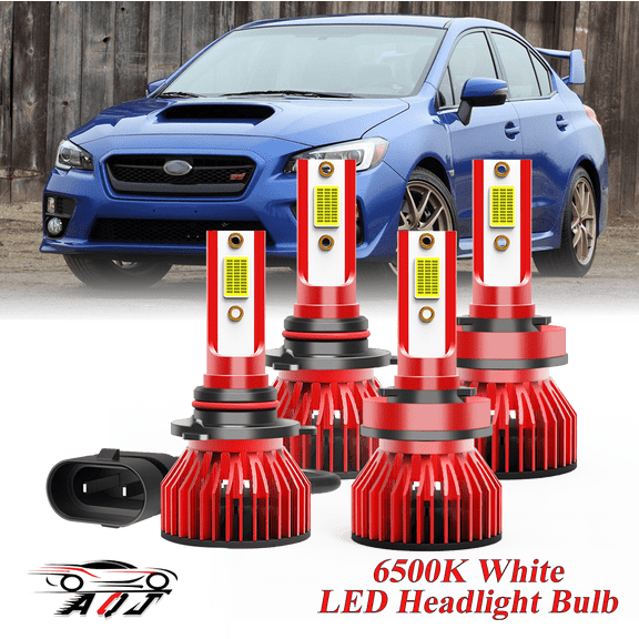 Compatible with Subaru WRX 2015-2021 High Low Beam Lamp Set 4 Pack - 30,000LM 6500K Cool White 600% Ultra-Bright Bulb, Plug & Play