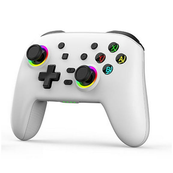 Game Controller for Switch/Lite/OLED with RGB Lights/Programmable/Turbo/Wake Up-White