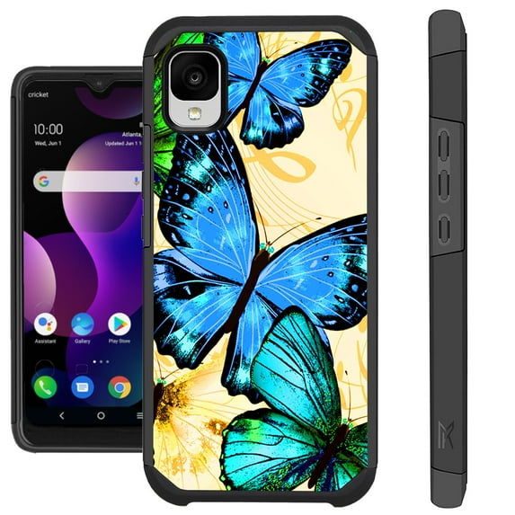 Compatible with TCL 30Z T602DL Hybrid Fusion Guard Phone Case Cover (Blue Butterfly)