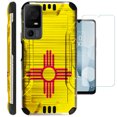 thumbnail image 1 of Compatible with TCL 40 XL; Brushed Metal Texture Hybrid Silver Guard Phone Case Cover + TEMPERED GLASS (New Mexico Flag), 1 of 3