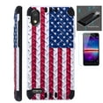 thumbnail image 1 of Compatible with TCL A2 + Screen Protector Brushed Metal Texture Hybrid Silver Guard Phone Case Cover (US Flag Crosshatch), 1 of 1