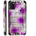 thumbnail image 1 of Compatible with TCL A3X Brushed Metal Texture Hybrid Silver Guard Phone Case Cover (Watercolor Purple Flower), 1 of 1