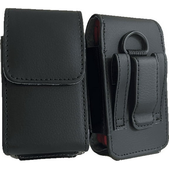 Compatible with TCL Flip 3 - Vertical Black Leather Case with Magnetic Closure and Belt Loops