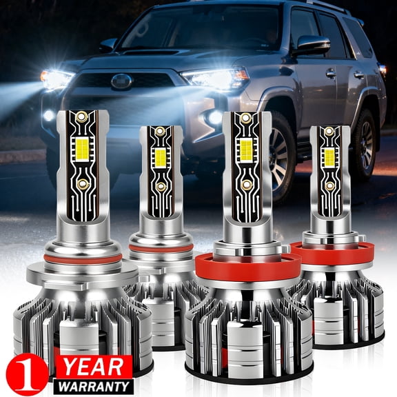 Compatible with Toyota 4Runner 2006 2007 2008 2009 LED Headlight Bulbs Light Combo Kit