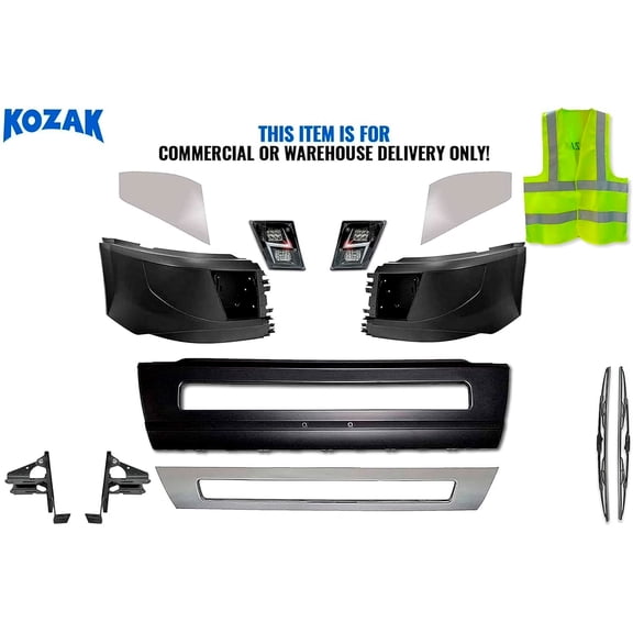 Compatible with VNL 2016-2017 Bumper with Fog Hole w/ Chrome Cover Trim, LED Fog light Set and Mounting brackets