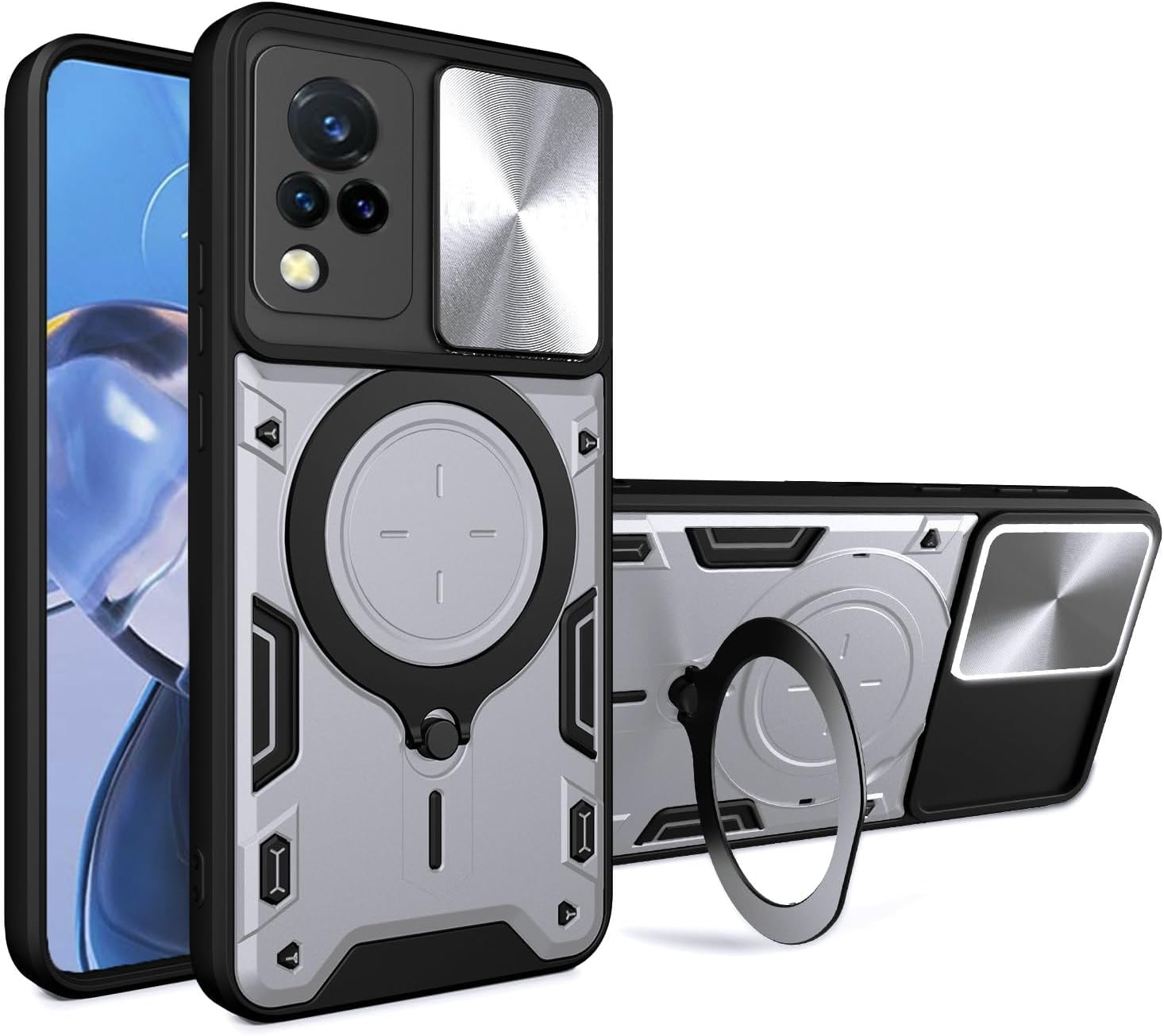 DOINK Cover in retrò Pelle per Vivo V21 5G, Premium Custodia in