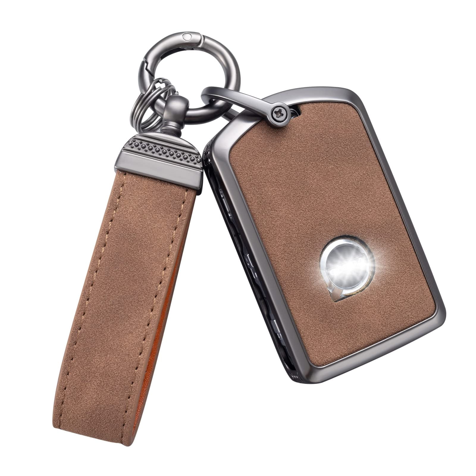 Compatible with Volvo Key Fob Cover with Keychain Leather Key Case ...