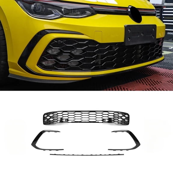 Compatible with Vw Golf 8 Mk8 R-Line 2021-2024 GTI Style Auto Accessories Body Kit Front Bumper Grill Decoration Sports Version Front Grille Fog Lamp