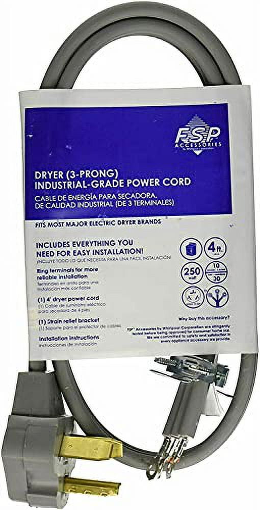 Compatible with Whirlpool PT220L Electric Dryer Power Cord, Grey