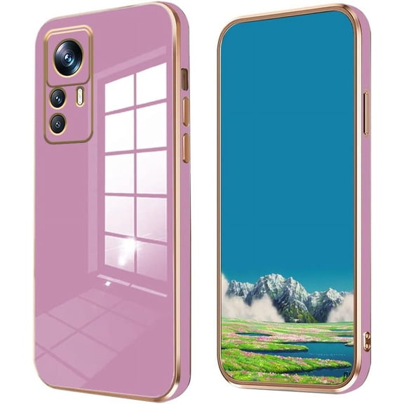 Compatible with Xiaomi 12T Pro Case Silicone Shockproof Xiaomi 12T Pro Phone Case Anti-Scratch Ultra Thin Plating TPU Cases (Xiaomi 12T Pro, Purple)