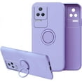 thumbnail image 1 of Compatible with Xiaomi Poco F4 Case Silicone Shockproof TPU Phone Cases for Xiaomi Poco F4 Anti-Scratch Protective Case with Ring (Purple), 1 of 14