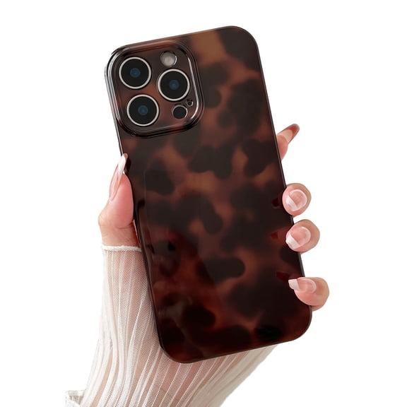 Compatible with for iPhone case, Tortoise Shell Chic Amber Brown Print Leopard, Classic Soft TPU Protective Shockproof Case for iPhone