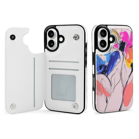 Compatible with iPhone 11 12 13 mini 14 15 16 Pro Max Plus Wallet Case with Card Holder, PU Leather Kickstand Card Slots Case ( Floral, iPhone 14)