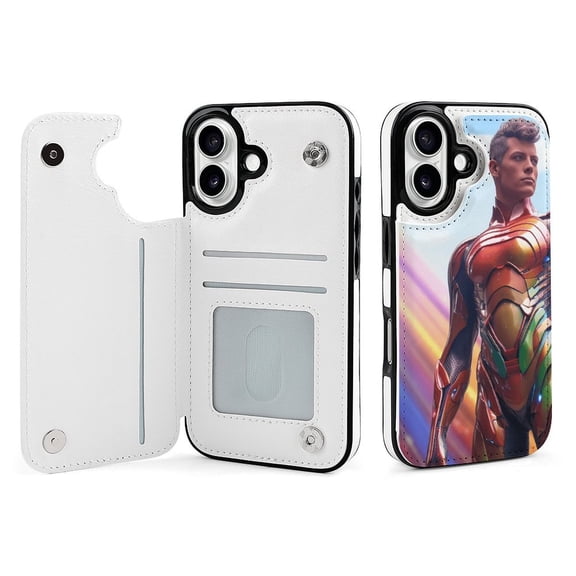 Compatible with iPhone 11 12 13 mini 14 15 16 Pro Max Plus Wallet Case with Card Holder, PU Leather Kickstand Card Slots Case ( Hero, iPhone 14 Pro)