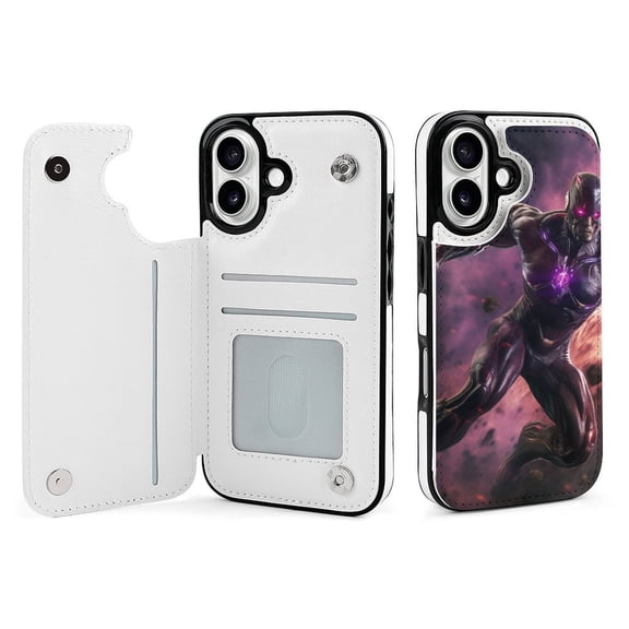 Compatible with iPhone 11 12 13 mini 14 15 16 Pro Max Plus Wallet Case with Card Holder, PU Leather Kickstand Card Slots Case ( Hero, iPhone 15)