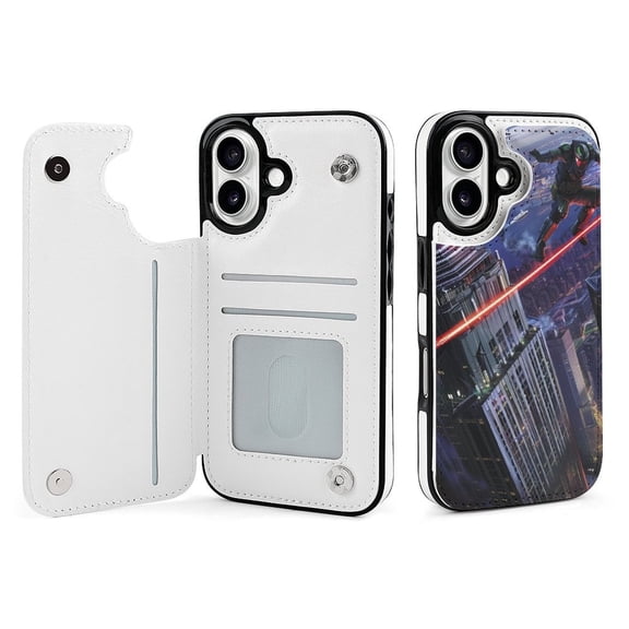 Compatible with iPhone 11 12 13 mini 14 15 16 Pro Max Plus Wallet Case with Card Holder, PU Leather Kickstand Card Slots Case ( Hero, iPhone 16 Plus)