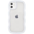 thumbnail image 1 of Compatible with iPhone 11 6.1 inch Cute Kawaii Curly Wave Frame Shape Soft Silicone Shockproof Protective Phone Case Cover for Women Girls Light Blue, 1 of 15