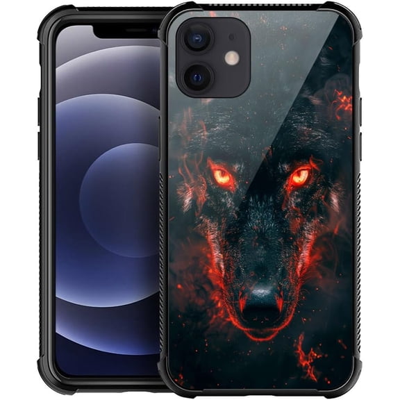 Compatible with iPhone 11 Case, Black Red Eyes Wolf for Men Woman, Anti-Scratch Soft TPU Shockproof Unique Protective Cover Pattern Design