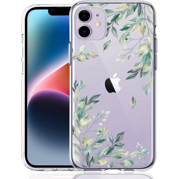Compatible with iPhone 11 Case, Clear Floral Flower Shockproof Protective Bumper Hard Back Slim Cute Clear Phone Cover for Women Girls 2019 6.1"