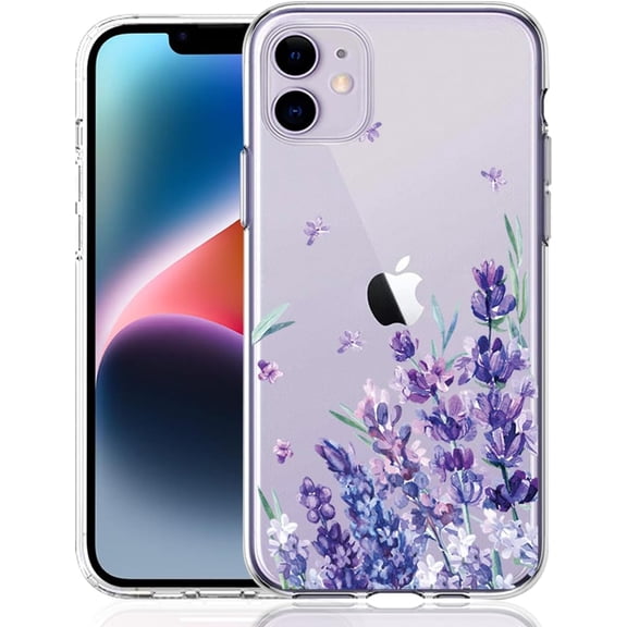 Compatible with iPhone 11 Case, Clear Floral Flower Shockproof Protective Bumper Hard Back Slim Cute Clear Phone Cover for Women Girls 2019 6.1"