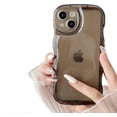 thumbnail image 1 of Compatible with iPhone 11 Case,Curly Wave Frame Case Candy Color Transparent Phone Case for iPhone 11,Black, 1 of 9